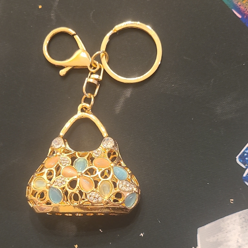 Fashion Jewelry Gold and Multicolor Key Holder/Bag Charm